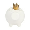 thumbnail image 3 of Ceramic Pig Figurine - Contemporary White and Gold 6" Pig with Crown Decorative Statue - Pig Table Accent Decor For Home or Office, 3 of 8