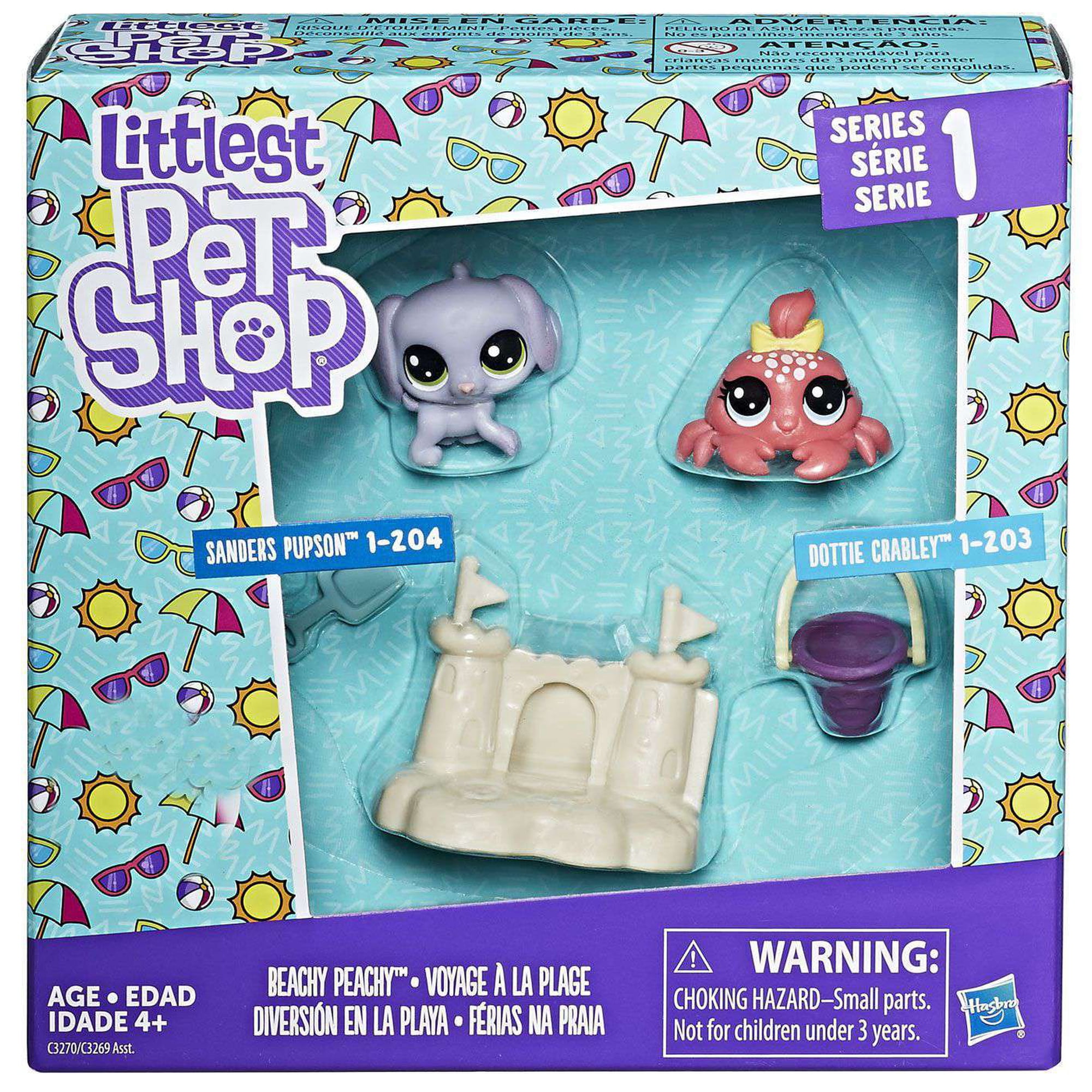 Littlest Pet Shop Series 1 Beachy Peachy Mini Figure 2-Pack (Sanders Pupson & Dottie Crabley)