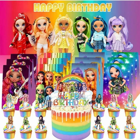 Rainbow High Dolls Goodie Bags Treat Candy Decorations Party Favor Supplies Birthday Cake Topper Backdrop Banner