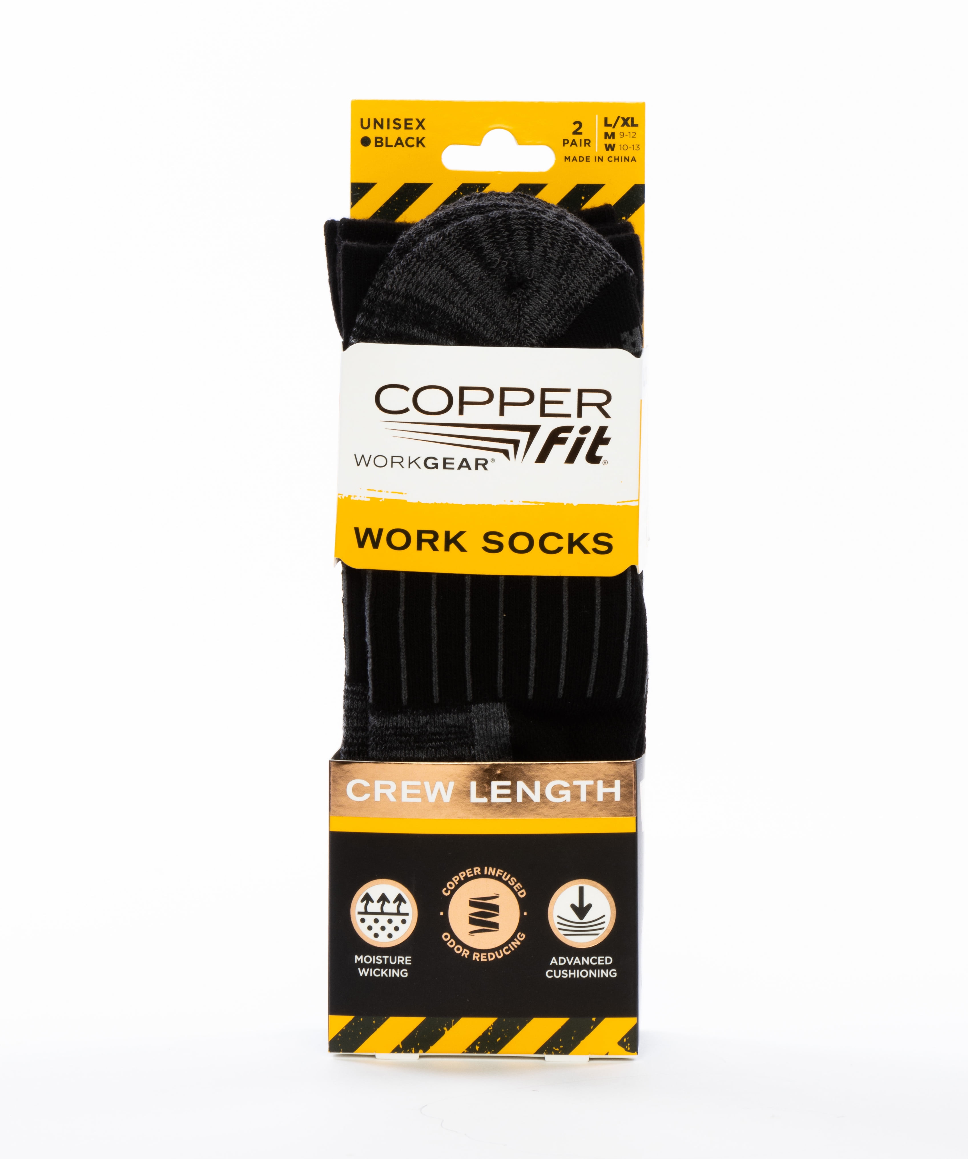 Copper Fit Work Gear Work Socks, Crew Length with Advanced Cushioning