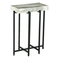 Bowery Hill White Genuine Marble Top 24-Inch Tall Modern Accent End Table