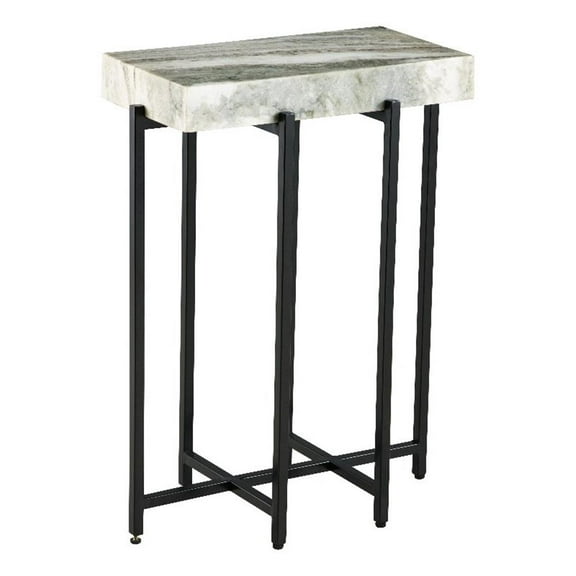 Bowery Hill White Genuine Marble Top 24-Inch Tall Modern Accent End Table