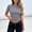 Gray, variant on Josdec Women's Crew Neck Short Sleeve Side Ruched Stretchy Soft Slim Fit Crop Solid Color Casual Workout T Shirt Top S–XL