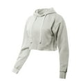 thumbnail image 2 of A2Y Women's Solid Cropped Cut Off Hooded Pullover Sweatshirt Oatmeal XL, 2 of 5