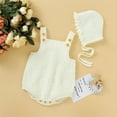thumbnail image 5 of Musuos 2 Pcs Baby's Sleeveless Knitted Vest Romper, Solid Color Lace-up Hat, 5 of 5
