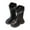 Black-11, variant on Owordtank Girls Mid Calf Boots Side Zipper Boots Faux Leather Motorcycle Riding Boot Lug Sole Low Heel Shoes