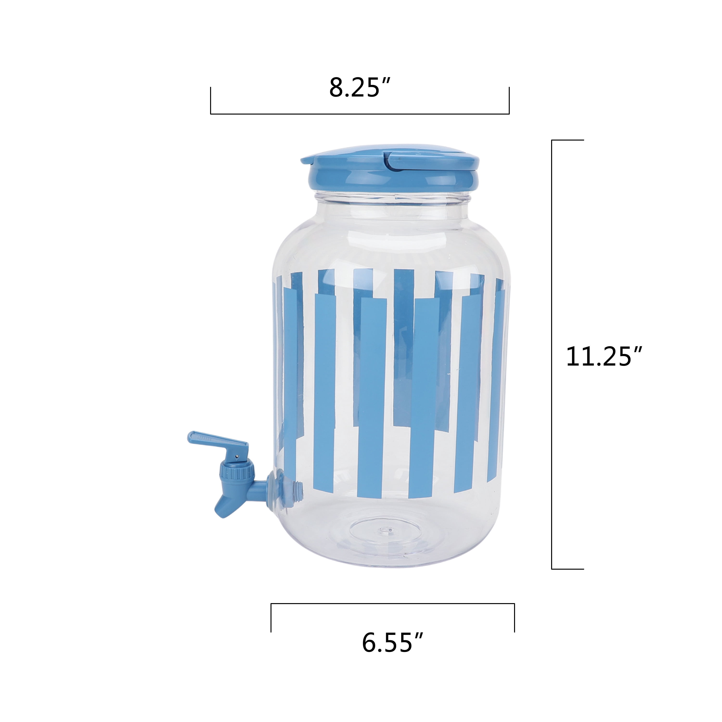 Mainstays Acrylic 1.2 Gallon Leak Proof Beverage Dispenser, Blue Stripe