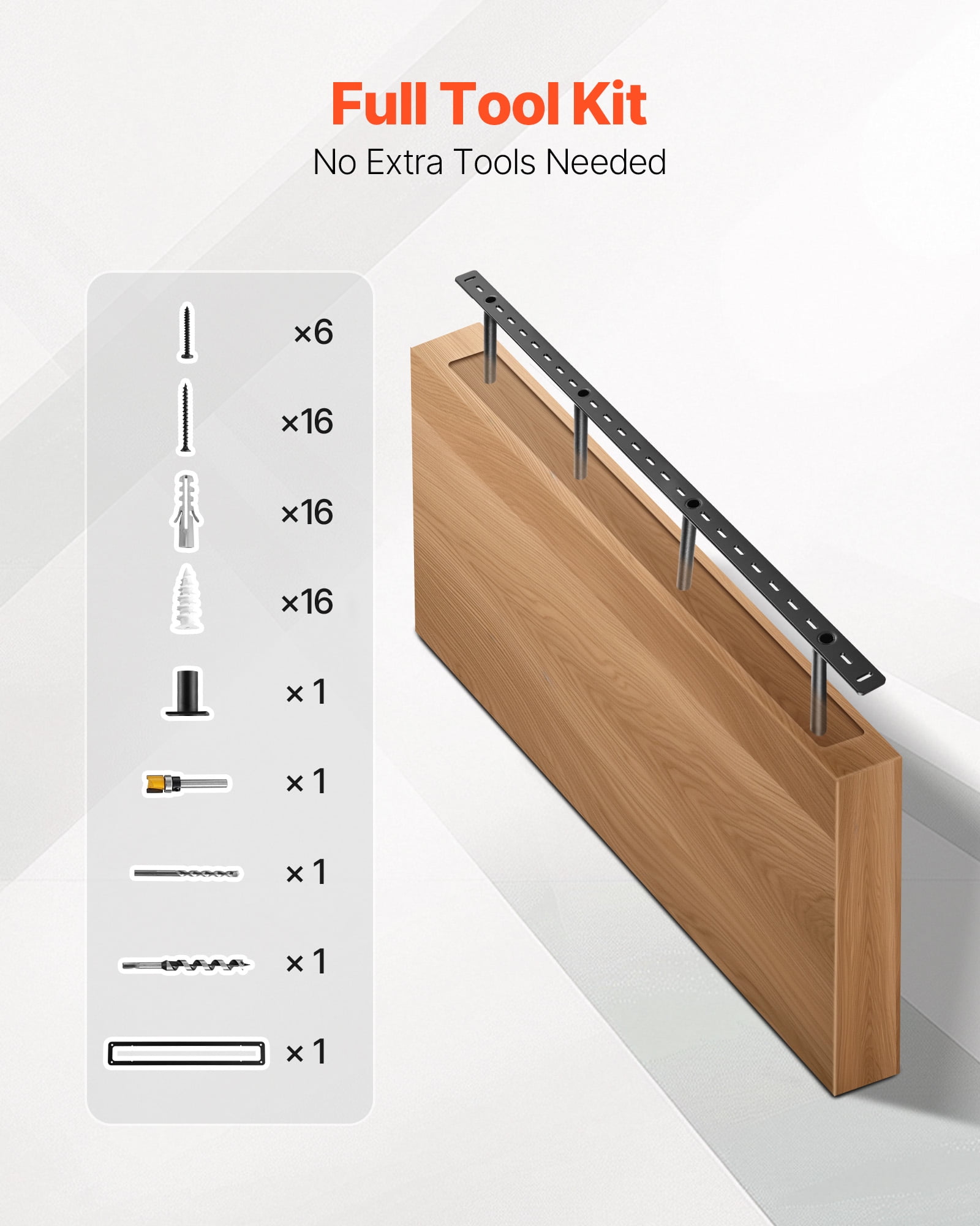 VEVOR Floating Shelf Bracket 1 Pack, 230 lbs/104 kg Weight Capacity, 43x6.2x1.5 inch / 1092.2x157.4x38.1 mm, Heavy Duty Hidden Shelf Brackets Support