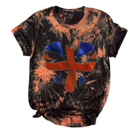 

Mrat Padded Tank Tops for Women Short Sleeve V-Neck Blouses & Shirts Ladies Shirt Tees Round Neck T Shirt Letter Print Tie-dye T-shirt Tops Blouse Gift for Ladies Maternity Shirts