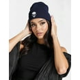 thumbnail image 2 of Stretchy Soft Unisex Adult Knited Beanie Hat With Multi-color Embroidered Design Skull, Navy With White Skull, 2 of 6