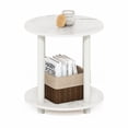 thumbnail image 4 of Furinno Turn-N-Tube Toolless Assembly Side Table, 2-Tier White Round End Table with Open Shelf, Night Stand, Bedside Table, for Living Room, Bedroom, Light Marble, 4 of 5