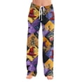 thumbnail image 4 of Zydvens Women Halloween Pajama Pants Wide Leg Lounge Wear with Pockets Soft Elastic Waist Drawstring Sleepwear Bottoms Plaid Pumpkin Fall Harvest Costume Cosplay Gift S-3XL, 4 of 7