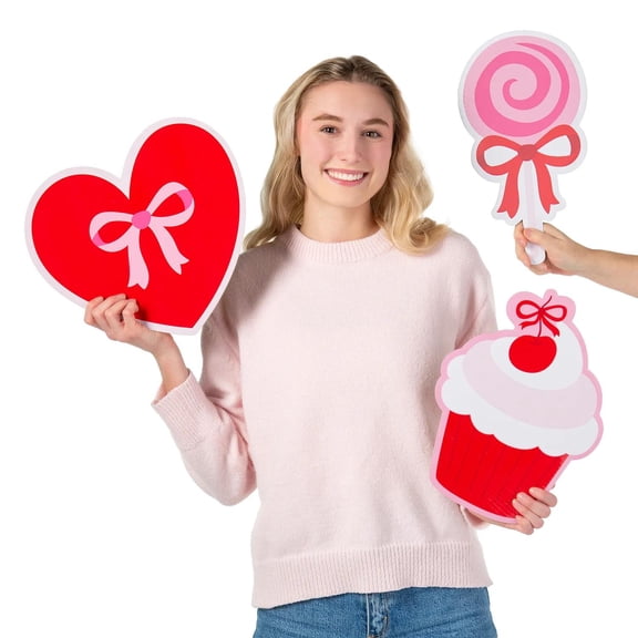 7 1/2" – 13 1/2" Valentine's Day Large Cardboard Photo Booth Props – 6 Pc.