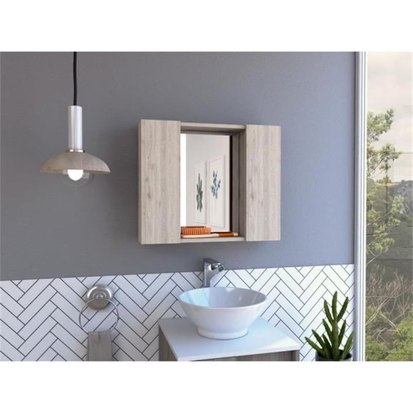 TUHOME Furniture Artemisa Medicine Cabinet with Mirror and Six Internal Storage Shelves, Gray