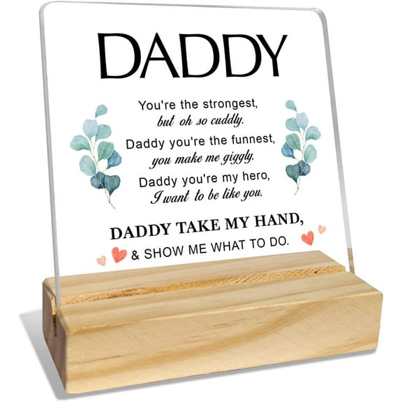 Daddy Gifts from Daughter Son Kids, Dad Birthday Fathers Day Christmas Day Gifts for Father, Best Dad Ever Gifts, Thank You Gifts for Dad, Daddy You Are The Strongest, Desk Acrylic Decor