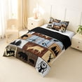thumbnail image 3 of Feelyou Rustic Wood Plank Cabin Twin Comforter Sets for Men Boys, Forest Deer Bear Animal Bedding Set, Brown, Black Reversible, 2-Piece, 3 of 6