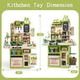 thumbnail image 4 of JUGAAD LIFE 63PCS Kids Kitchen Playset, 33.8Inch Play Kitchen Toy with Sound & Light, Cooking Stove with Steam, Sink and Kitchen Accessories Set, Pretend Food Toys for Boys Girls Toddlers - Green, 4 of 8