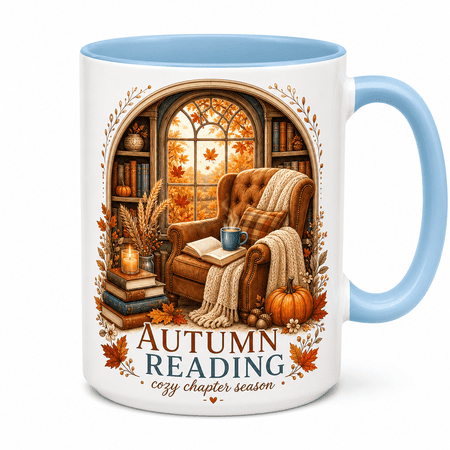Coffee Mug Autumn Reading Cozy Book Lover Cup for Morning Coffee Halloween Gift