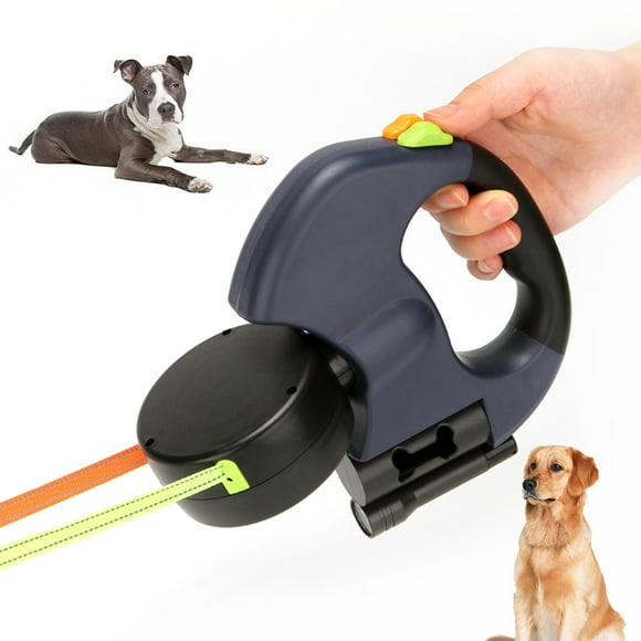 Double Pet Leash Retractable Hand-held Dog Walking Leash Puppy Training Leash