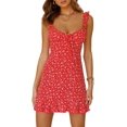 thumbnail image 1 of Mini vestido floral de mujer Vestidos de verano sexy con cuello en V con volantes y mangas aleteadas, 1 of 4