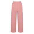 thumbnail image 4 of LLYwey Women Pajama Pants Women's Summer Fashionable Solid Color Wide Leg Cotton Breasted Pants Female Pants Long Pant Style H61 Pinks XXL, 4 of 6