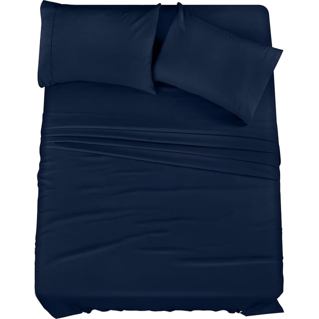 King Bed Sheet Set Piece Bedding Soft Brushed Microfiber Fabric Shrinkage & Fade Easy Care ()