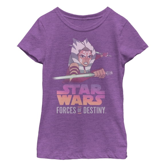 Girl's Star Wars: Forces of Destiny Ahsoka Fight Graphic Tee Purple Berry X Small