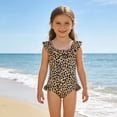 thumbnail image 2 of MEZZALL Summer Girls Swimsuit With Leopard Print Frill Cute Ruffle Bathing Suit For Toddler Kids Beach Pool Party Pool With Cartoon / Flower Print Beachwear, 2 of 5