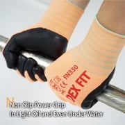 DEXFIT FN330 Orange Multipurpose Nitrile Coated Work Gloves (Firm Grip, Durable, Large) - 3 Pairs