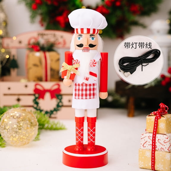 AURARMLET 1Set Red Plastic Nutcracker Chef Holiday Table Centerpiece Decorative Figurine