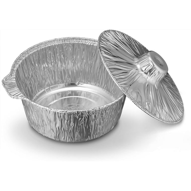 Disposable Aluminum Pot with Lid Complete Set Good to Use on Stove (Medium: Qty-3), Size: Medium: 4 Quartz: 11x5 (LXH), Silver