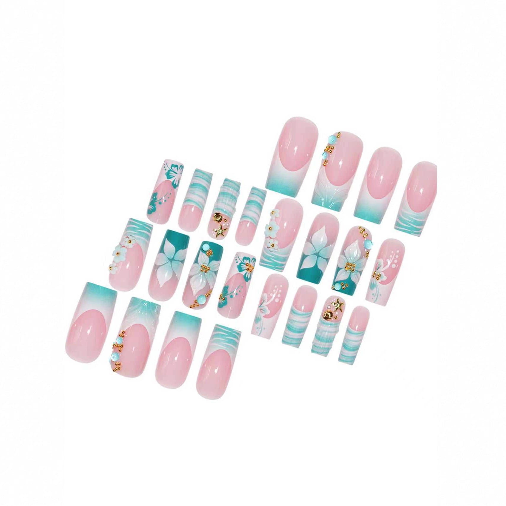 Cross-border hot sale square fake nails pure want to break diamonds flower three-dimensional water ripple design wearing nail piece finished product wholesale
