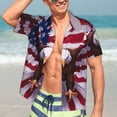 thumbnail image 7 of Fuzoiu USA Eagle with Spread Wings Print Hawaiian Shirt for Men, Summer Beach Casual Short Sleeve Button Down Shirts, Men’s Beach Summer Shirts with Pocket,Medium, 7 of 7