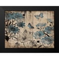 thumbnail image 2 of Grey, Jace 14x12 Black Modern Framed Museum Art Print Titled - Blue Floral Wood, 2 of 5