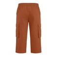 thumbnail image 4 of Domuza Men's Cargo Shorts Casual Elastic 3/4 Capri Pants Below Knee Long Hiking Shorts with Pockets Orange L, 4 of 8