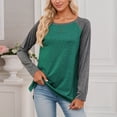 thumbnail image 2 of Womens Long Sleeve Shirts 2026 Spring Trendy Crewneck Raglan Sleeve Relaxed Fit Color Block Casual T Shirts, 2 of 7
