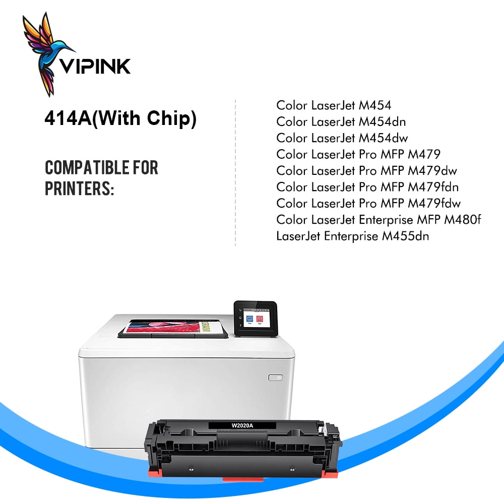 VIPink 3-Pack 414A Toner Cartridge WITH CHIP Compatible for HP 414A W2021A W2022A W2023A 414X Pro MFP M479fdw M454dw M479fdn M454dn M479 Laser Printer Ink, Cyan, Magenta, Yellow
