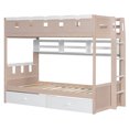 thumbnail image 4 of Twin Size Castle-Designed Kids's Bunk Bed with Built-in Ladder & LED Strip, Storage Wooden Bed Frame with 2 Drawers & Shelves, 4 of 11