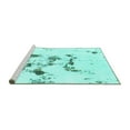 thumbnail image 2 of Ahgly Company Machine Washable Indoor Round Abstract Turquoise Blue Modern Area Rugs, 7' Round, 2 of 4