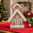 thumbnail image 6 of Liamobondopolis Christmas Candy House Figurine Resin Snow Cottage Decor with Cookie Details Festive Holiday Centerpiece Home Decoration, 6 of 7