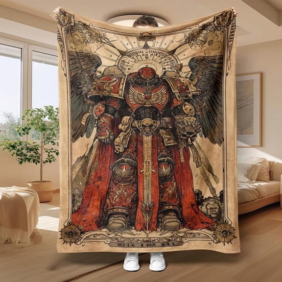 Warhammer Themed Pattern Blanket, Soft Comfortable Warm Throw, Air Conditioned Room Blanket, Warm Nap Blanket for Home Office Travel, Skin Friendly Blanket