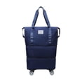 thumbnail image 3 of Bolsa de lona con ruedas, plegable, para fin de semana, portátil, expandible, con ruedas, para hacer ejercicio al aire libre, acampar y deportes. azul oscuro, 3 of 9
