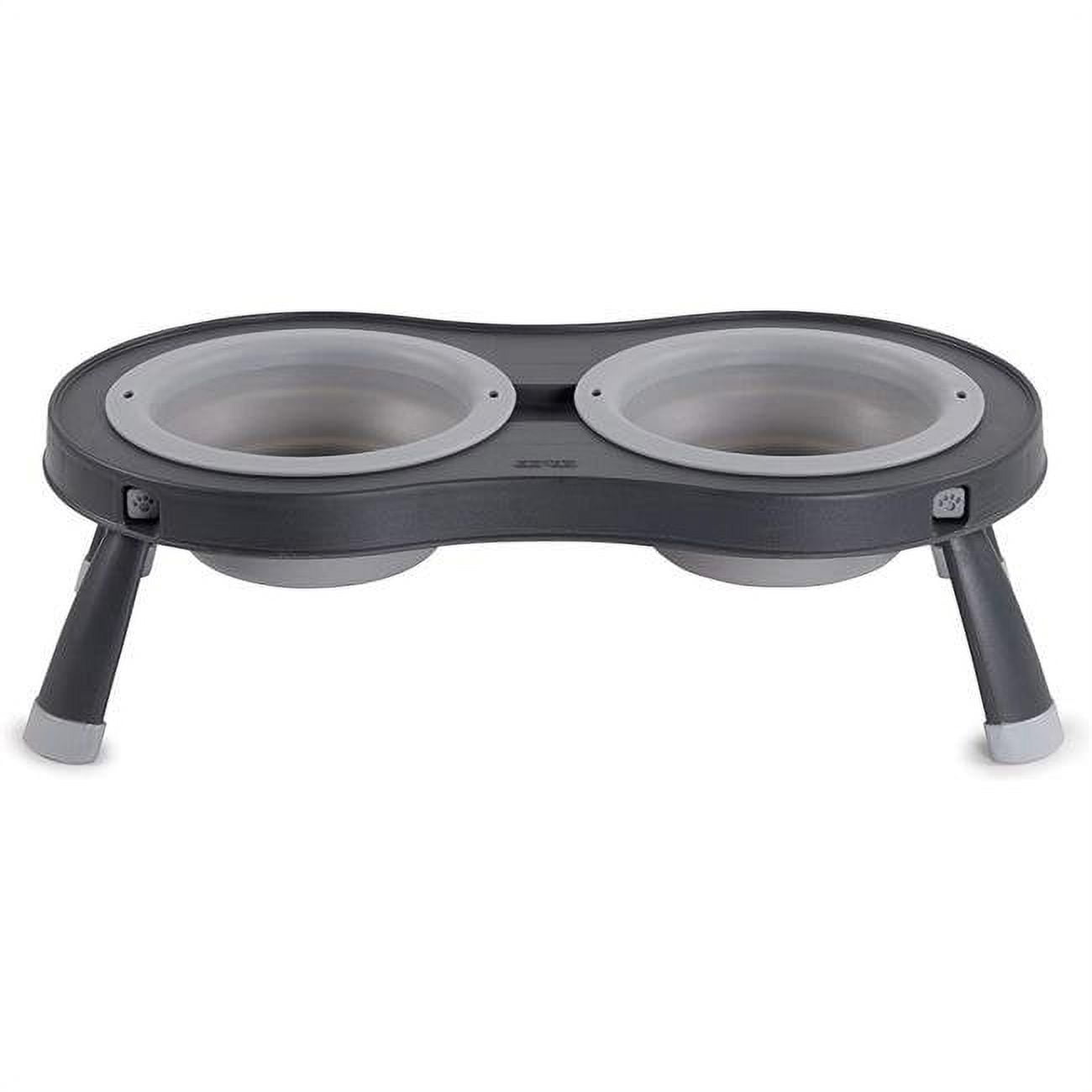 Dexas Pets Double Elevated Pet Feeder, Light Gray, Large 2.5 Cup Capacity Bowls