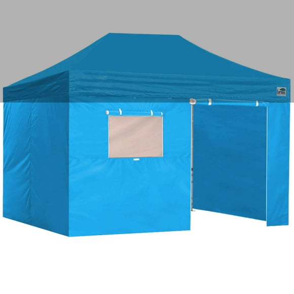 Eurmax USA Full Zippered Walls for 10 x 15 Easy Pop Up Canopy Tent Enclosure Sidewall Kit with Roller Up Mesh Window and Door 4 Walls ONLY NOT Including Frame and Top(Sky Blue)