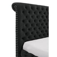 thumbnail image 6 of Bed Frame 1pc Unique Round Plush Black Velvet Button-Detailing Storage Bed King Size, 6 of 8