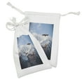 thumbnail image 2 of Mountain Fabric Pouch Set of 2, Frozen Peaks Tops of the Mountain with a Flying Eagle Free in Nature Photo, Drawstring Bag for Toiletries Masks and Favors, 9" x 6", Brown White Blue, by Ambesonne, 2 of 2