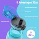thumbnail image 4 of Botella de agua Sahara Sailor de 950 ml con marcador de tiempo Tritan sin BPA, 4 of 7