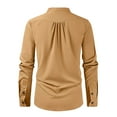 thumbnail image 3 of Hinvhai Men's Casual Shirt Long Sleeve Mandarin Collar Button-Down Shirt Slim Fit Khaki 8(XL), 3 of 3