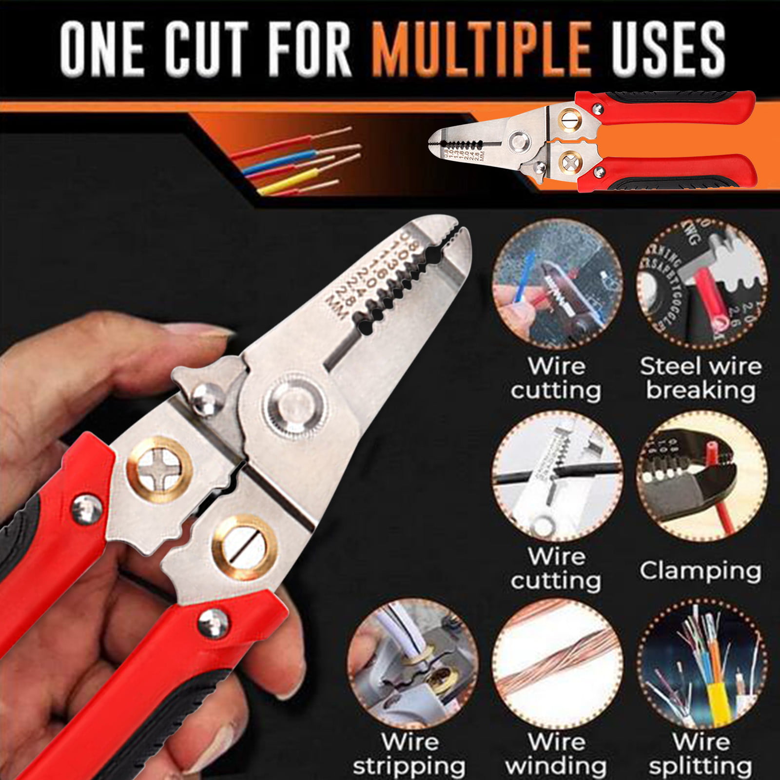 Electrical Wire Stripper Cutter Crimper & 180pcs Wire Connectors Multifunction 