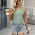 thumbnail image 2 of Annhoo Womens Summer Tank Tops Elegant Eyelet V Neck Sleeveless Shirts Casual Vacation Solid Color Basic Tee, 2 of 4